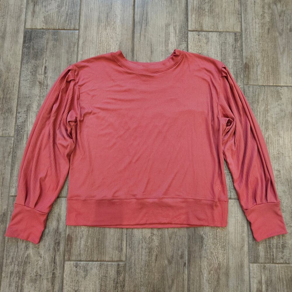 Albion Fit Serena Ribbed Top‎ Size L Long Sleeve Crewneck Lounge Athleisure